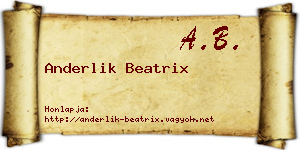 Anderlik Beatrix névjegykártya