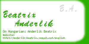 beatrix anderlik business card